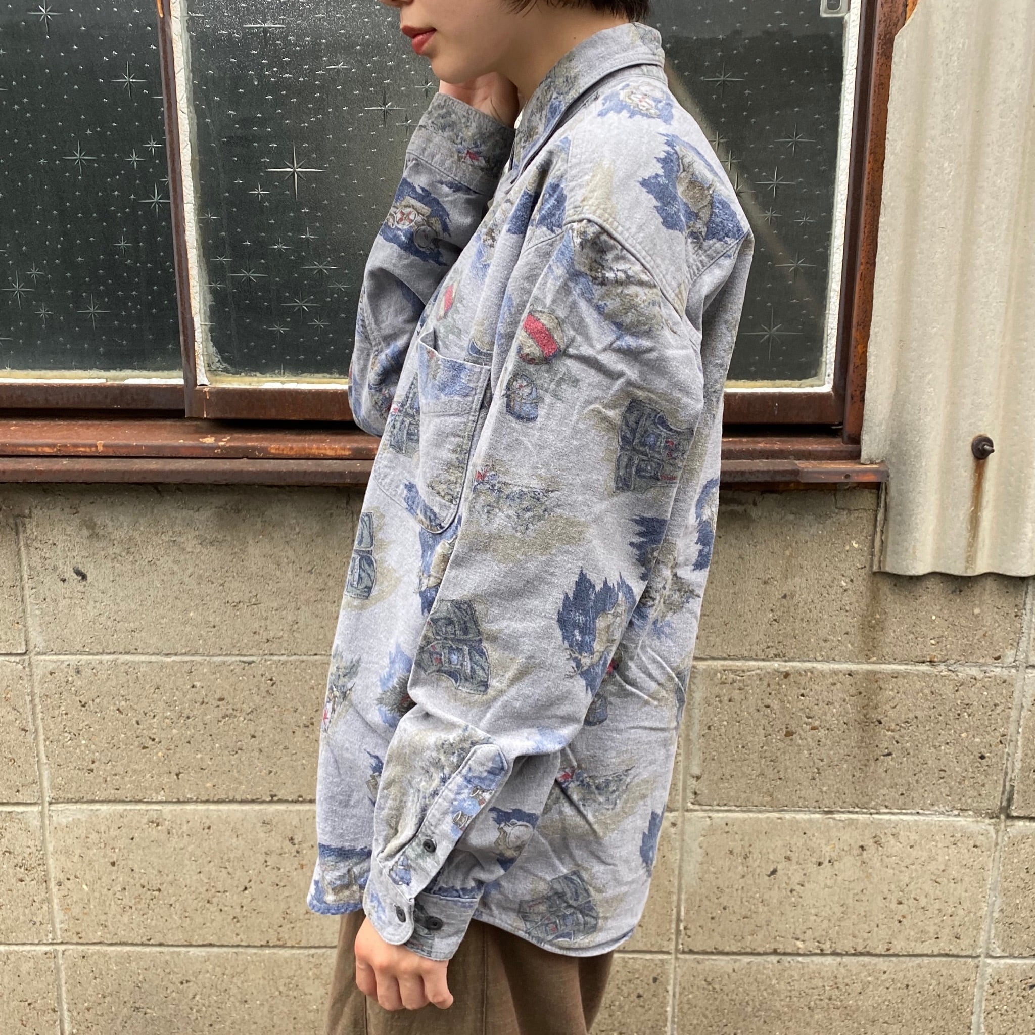 80〜90年代 80s 90s WOOLRICH ウールリッチ 総柄シャツ ライト