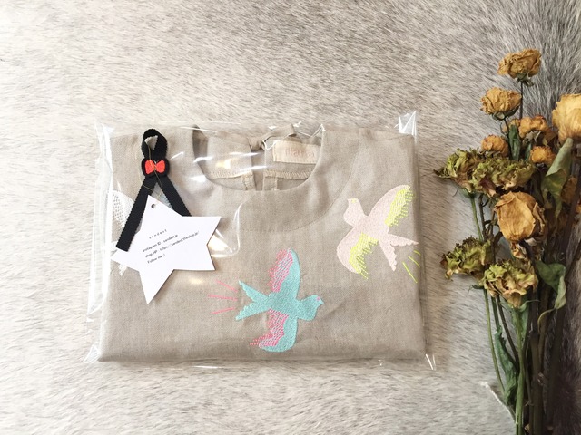 ゾウさん刺しゅうが楽しい♪アフリカンバティックのTBL 80cm / 90cm / 100cm 青色