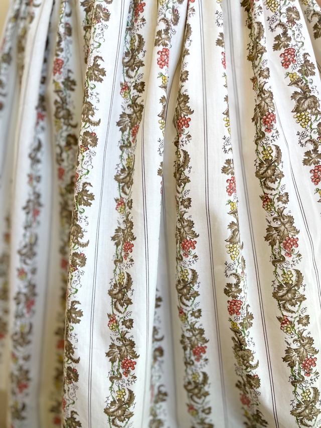 60's grape print cotton pleats skirt