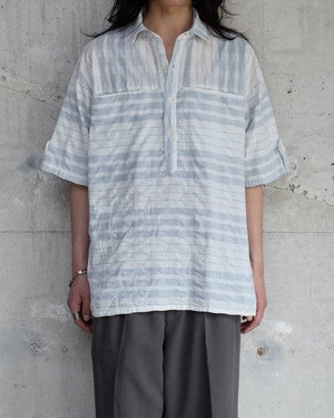 stripe designed cotton pullover shirt / From EUROPE