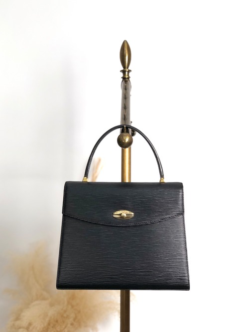 LOUIS VUITTON ルイヴィトン ハンドバッグ ブラック ターンロック レザー M52372 マルゼルブ vintage ヴィンテージ オールド 48k8t4