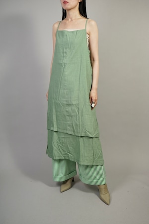 LAYERED  HEM SLIT DRESS   (GREEN) 2304-31-73E