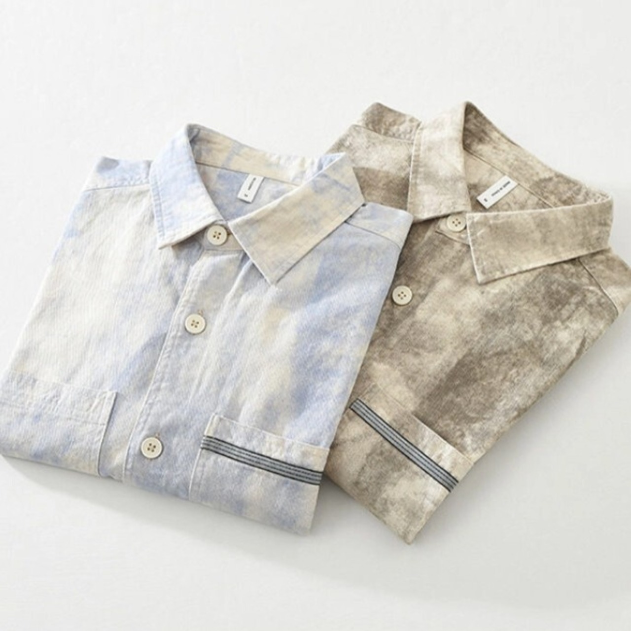【M-3XL】Marble Print Long Sleeve Shirt / マーブル プリント 長袖 シャツ
