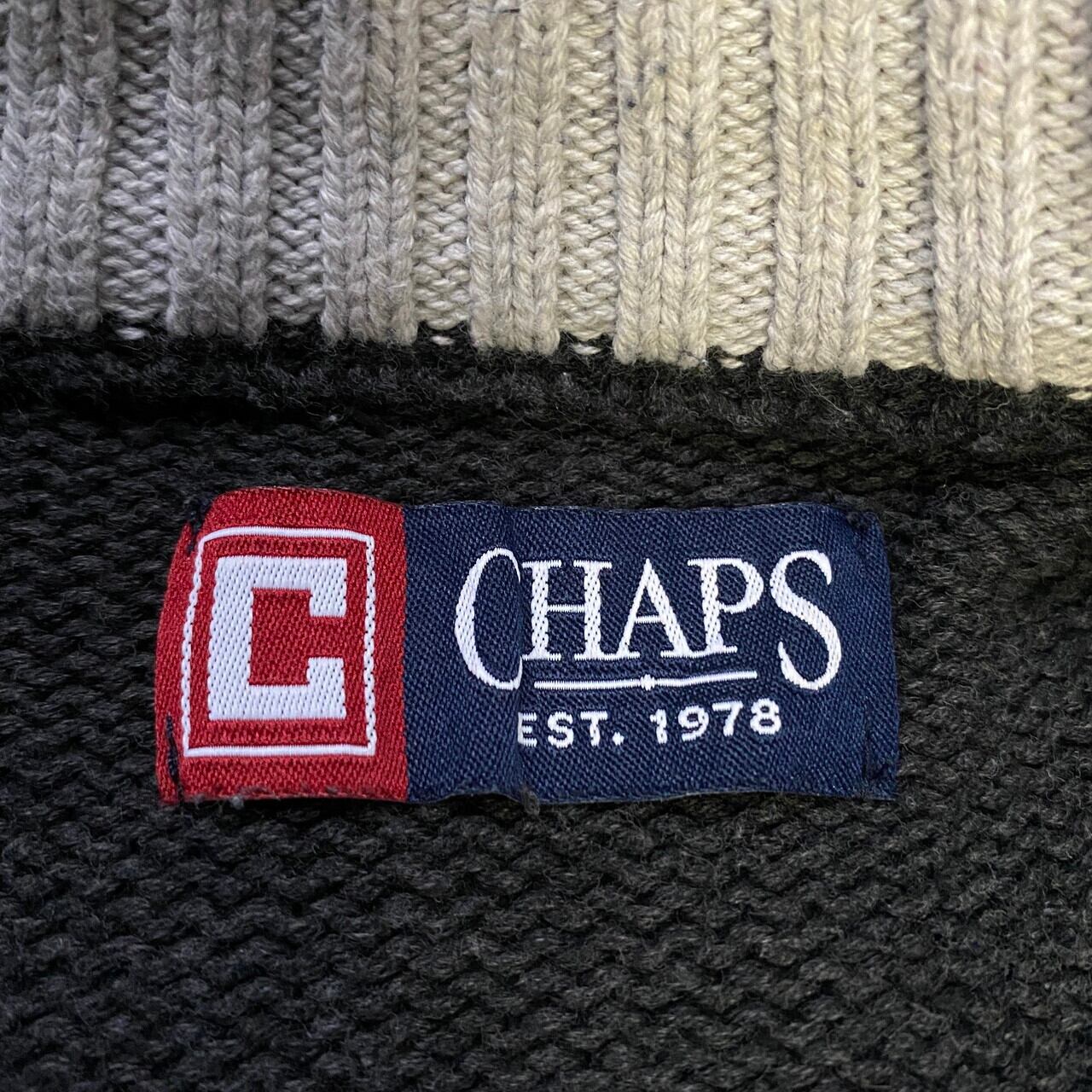 【1878】US 海外規格90s CHAPS セーター 刺繍ロゴ ボーダー
