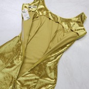 【日本製 フラダンス衣装】ゴールド EKOLU EHIKU エコルエヒク ワンピース ドレス 金 光沢 ベロア 高級感 無地 袖なし 可愛い
