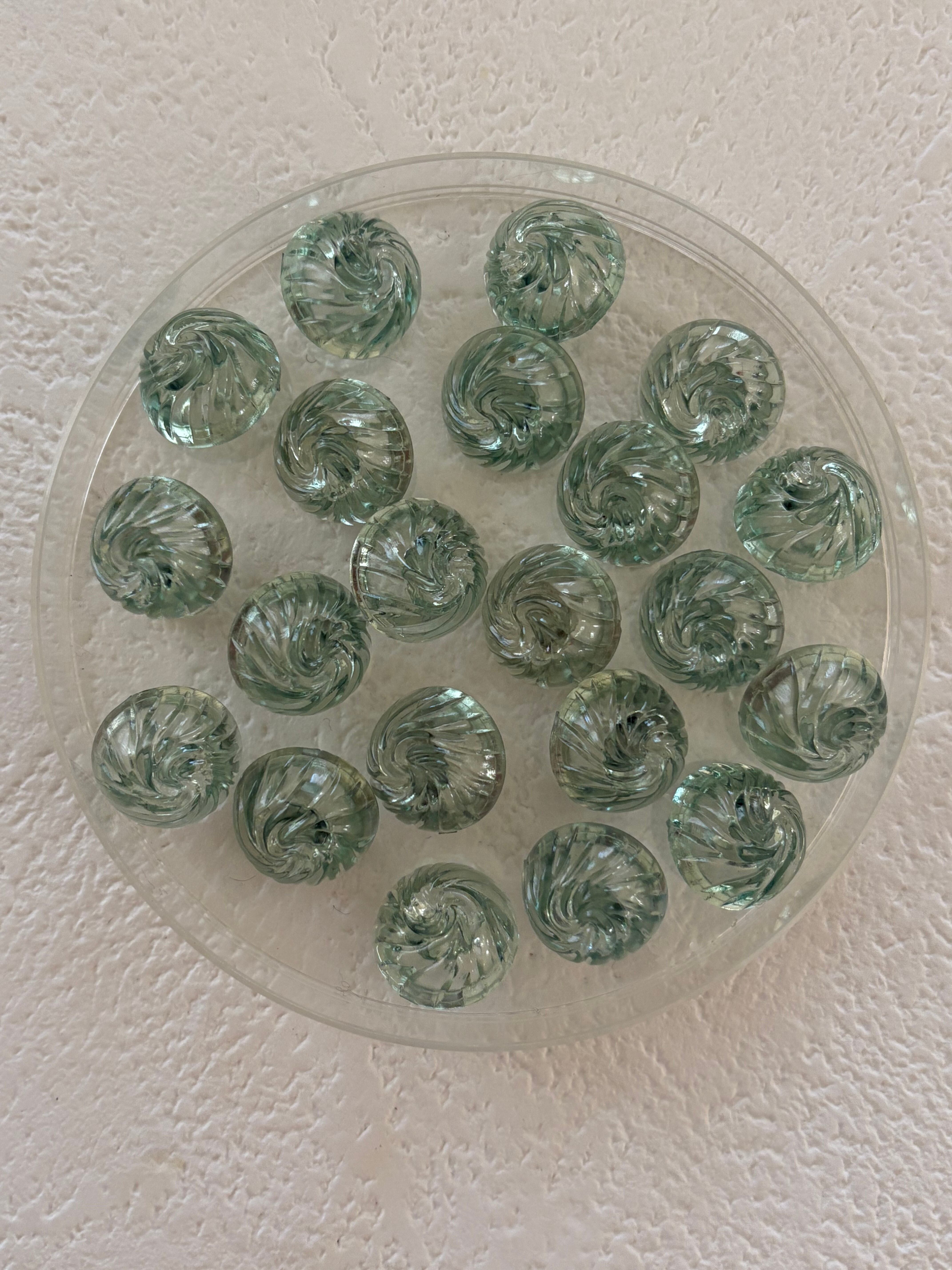 Japanese Vintage ボタン 14mm ドーム型ボタン グリーン クリア アクセサリーパーツ デコレーション材