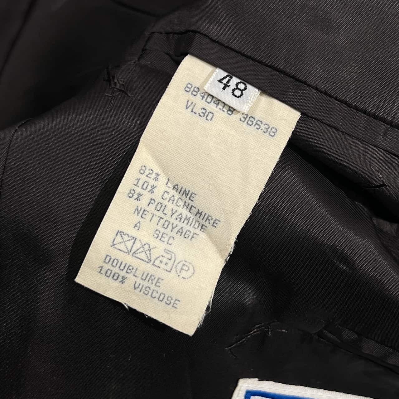 90s YVES SAINT LAURENT イヴサンローラン カシミヤ混 2B ツイード テーラードジャケット 48/ダークグレー メンズ ビンテージ