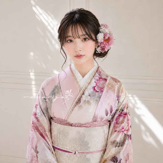 髪飾り　クリスマスローズと桜