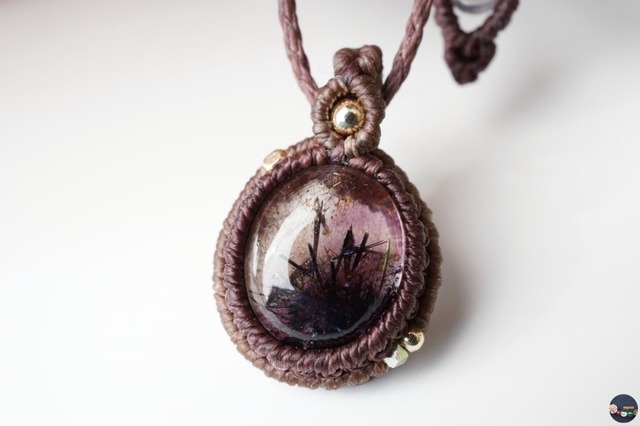 宝石質エレスチャルクォーツ（スーパーセブン）のマクラメネックレス