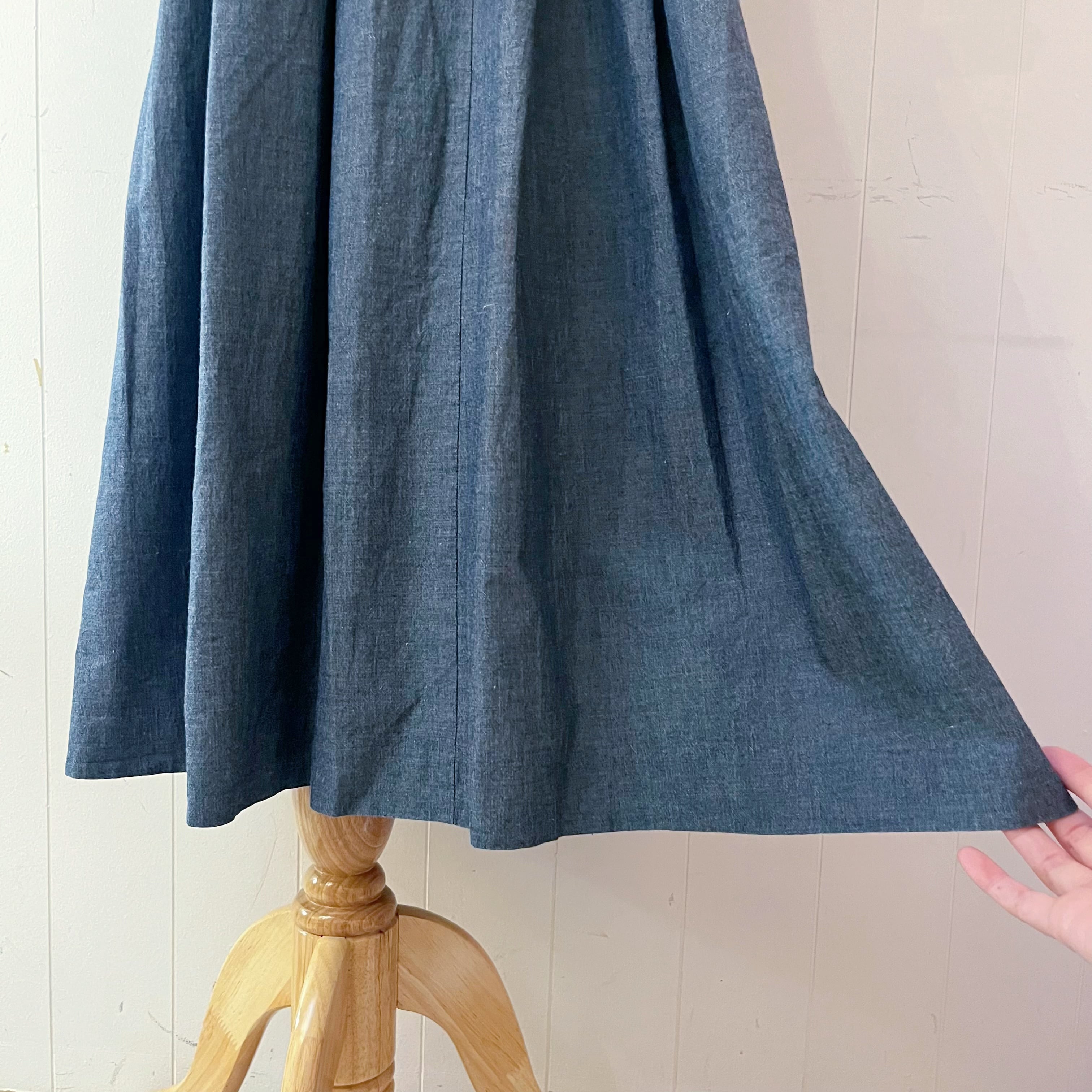 chambray open collar one-piece