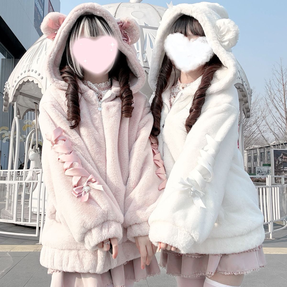 くま耳もこもこレースアップリボンコート | Maiden's Rêve