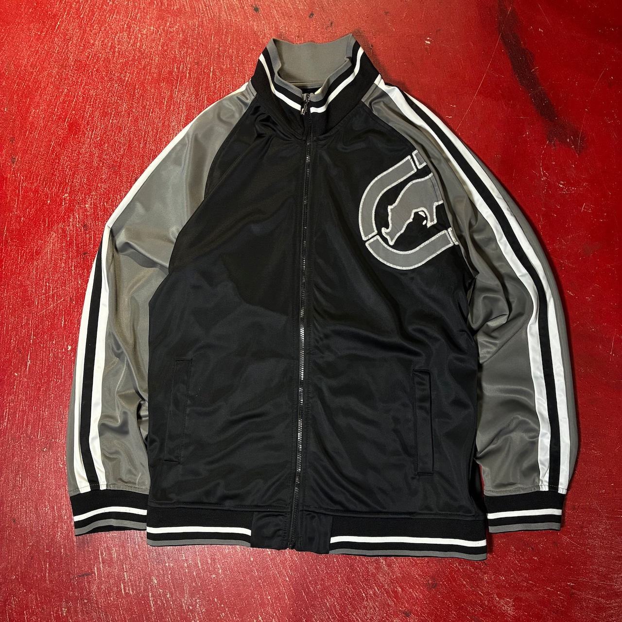 ECKO UNLTED Hip Hopトラックジャケット 黒×グレー オーバーサイズ エコー