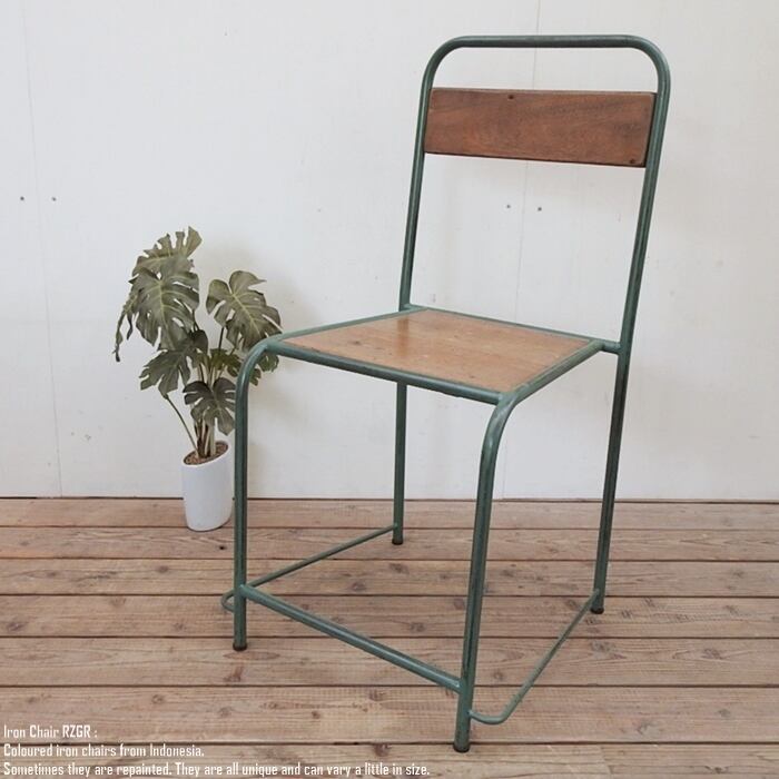 スタッキングチェア　アイアンチェア　木製 アイアン　アームレスト　アンティーク① スタッキングチェア アイアンチェア 木製 アイアン アームレスト