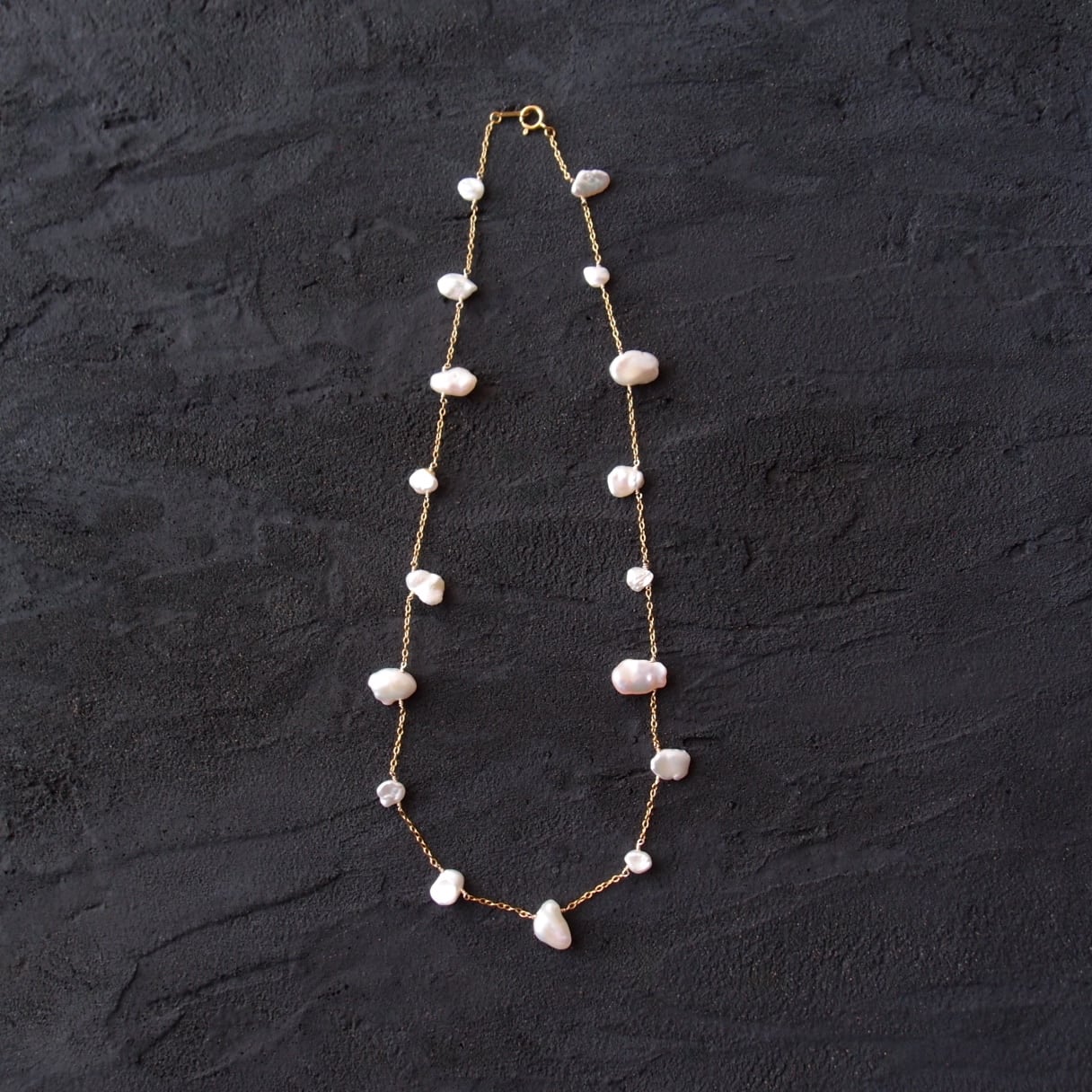 K14gf】Petal Pearls Station Necklace／ペタルパール ステーション