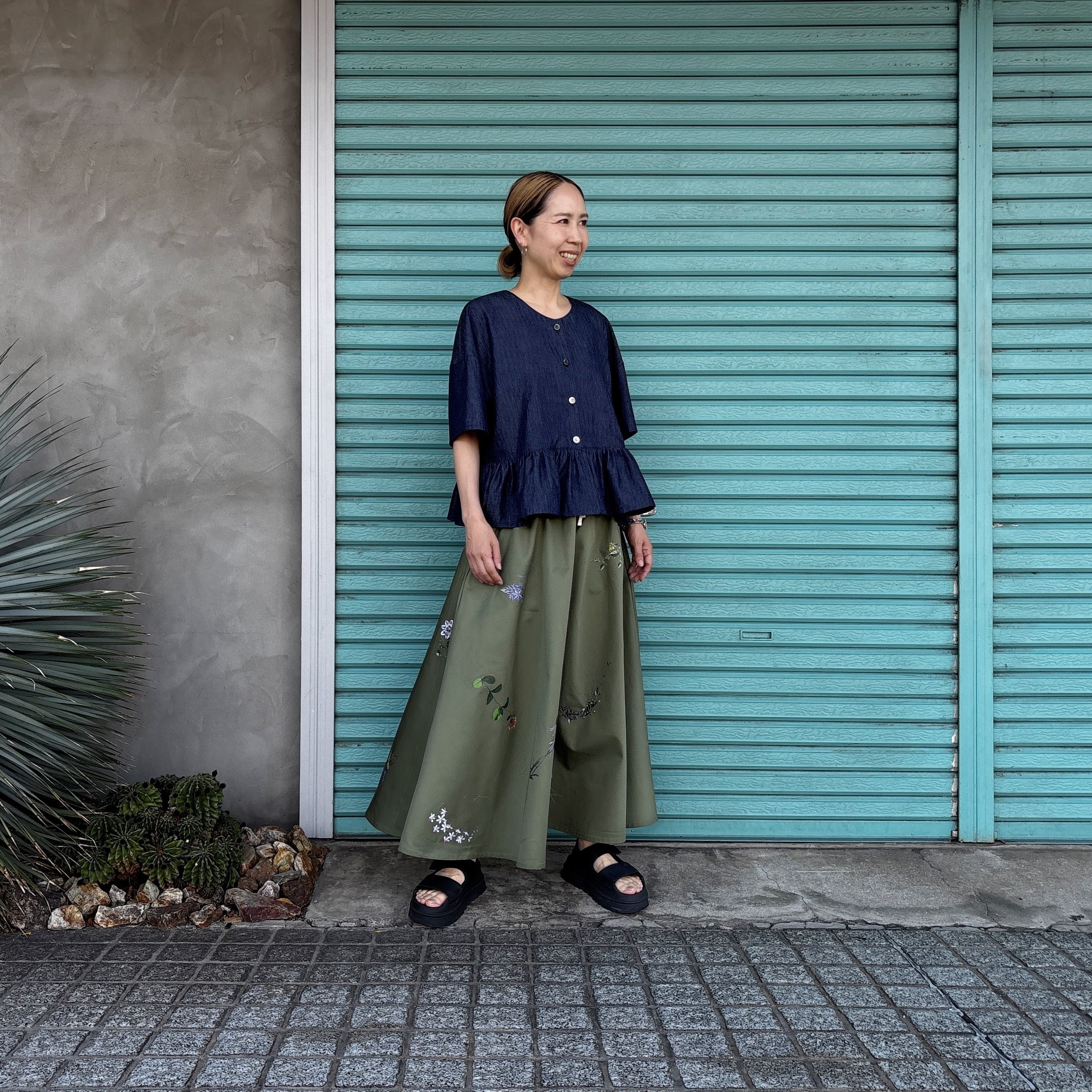 【 Chino Flare Skirt / Botanical Garden】