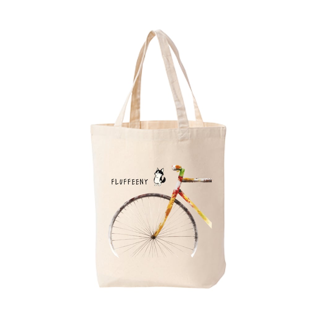 【 猫と自転車】ナチュラルトートバッグ(M)(OF00214)(1COLOR)