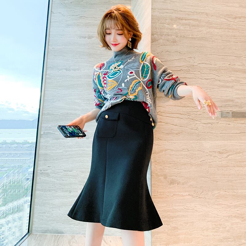 刺繍ルーズセーター レディース ウィンター 冬物 MIUCO63272687335