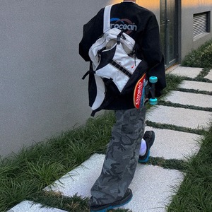 ダメージヴィンテージ風バックプリントロングTシャツ　1051