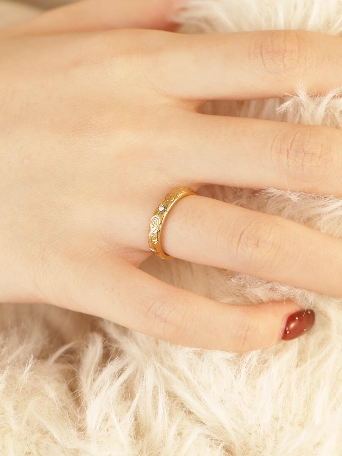 316L hawaiian simple zirconia ring （幅3㎜） #r18 | rani