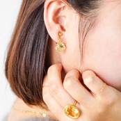【シトリン】ハート ピアス・イヤリング