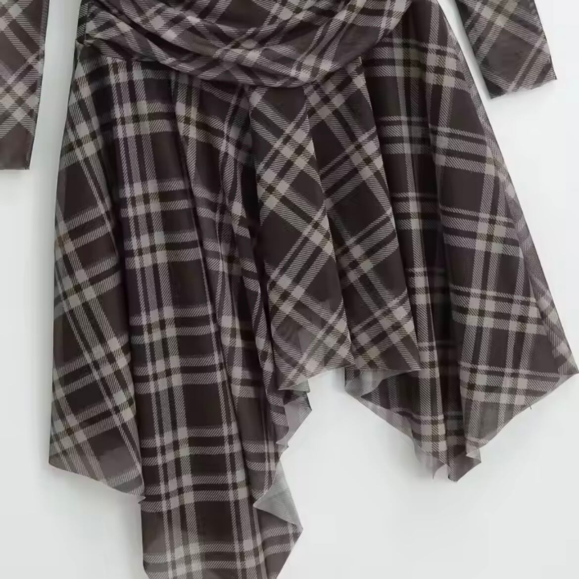 asymmetry hem sheer dress