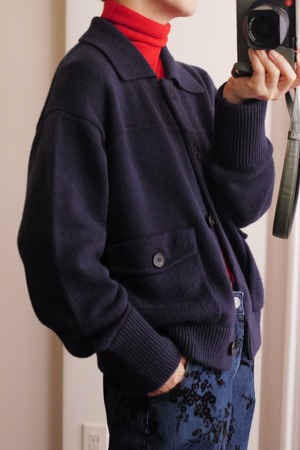 knit jacket cardigan navy