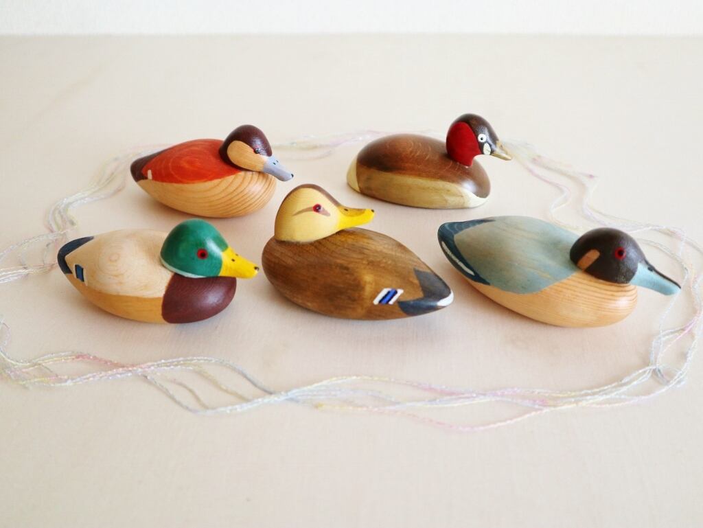 カモ ミニ デコイ decoy 木製 置物 | 工房西岡 woodcraft animals