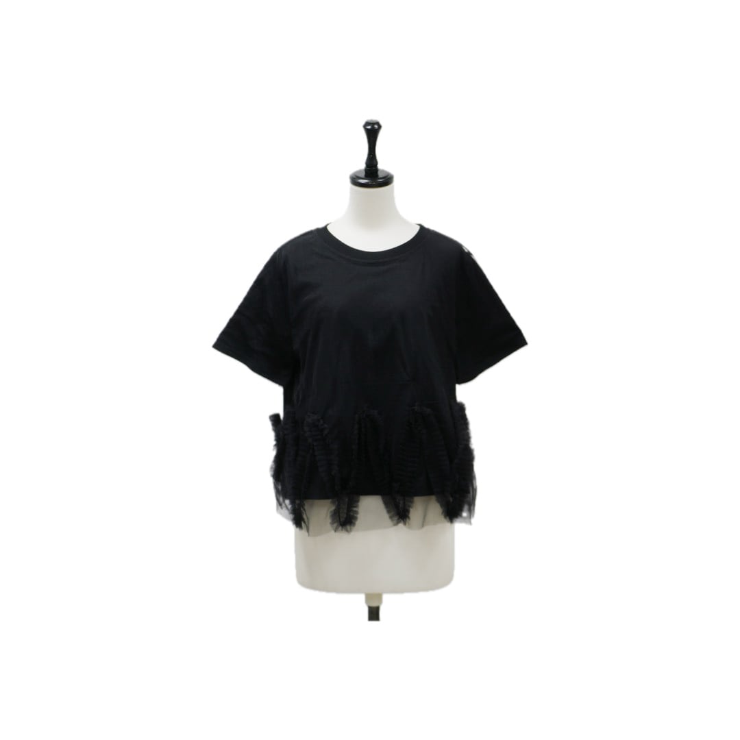 Ripple tulle frill T-shirt