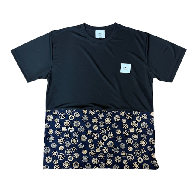 PIKA Japanese pattern Tシャツ Kon Black