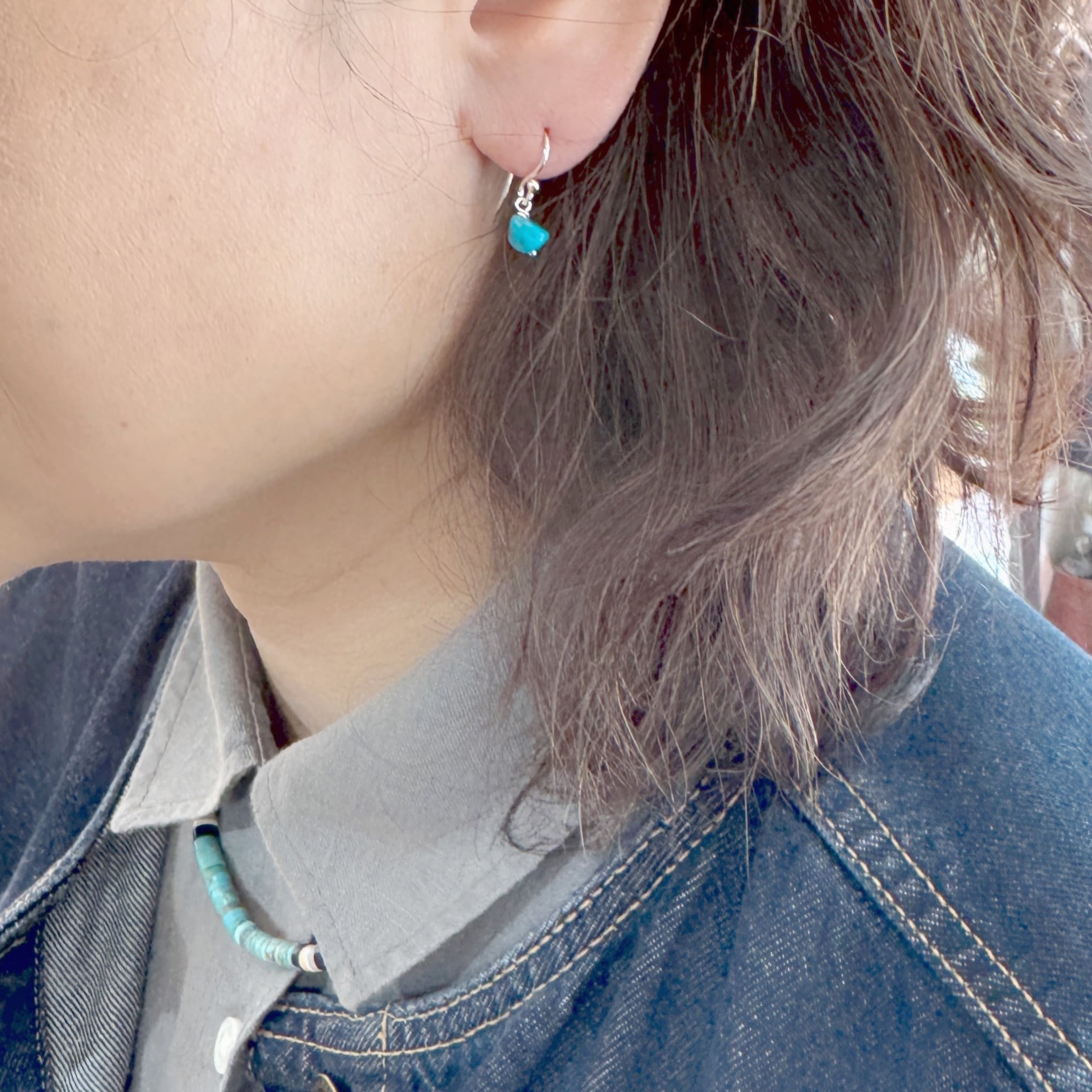 Lagoon Original シンプル &スモール ターコイズ フックピアス 小さめ