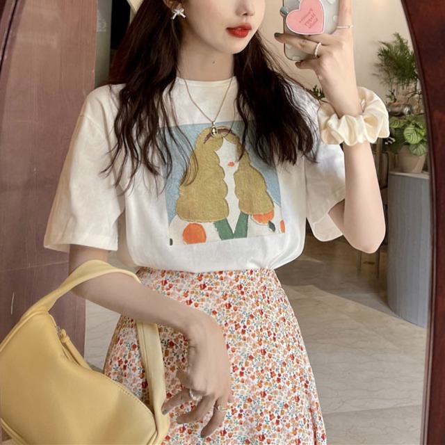 可愛いプリント２色Ｔシャツ　A0865