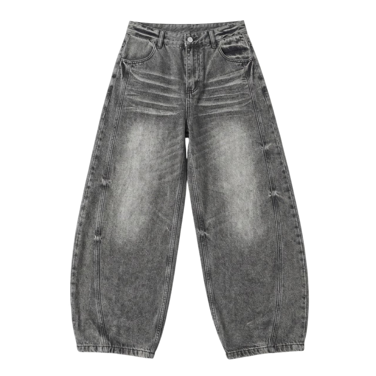 Gray loose baggy denim pants 0012