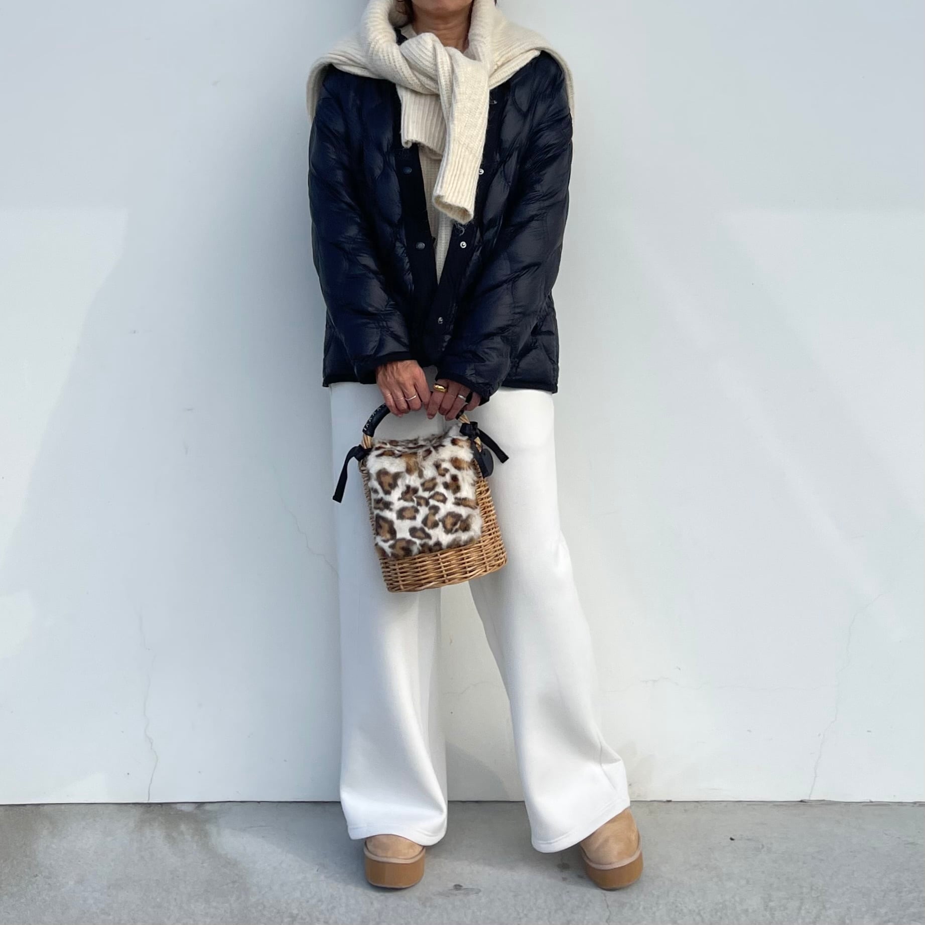 紅籐かごバッグ / Benito Kago Bag ＆ Leopard fur Ivory Mix | meong blue