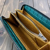 クロコダイル 長財布 アンティーク グリーン