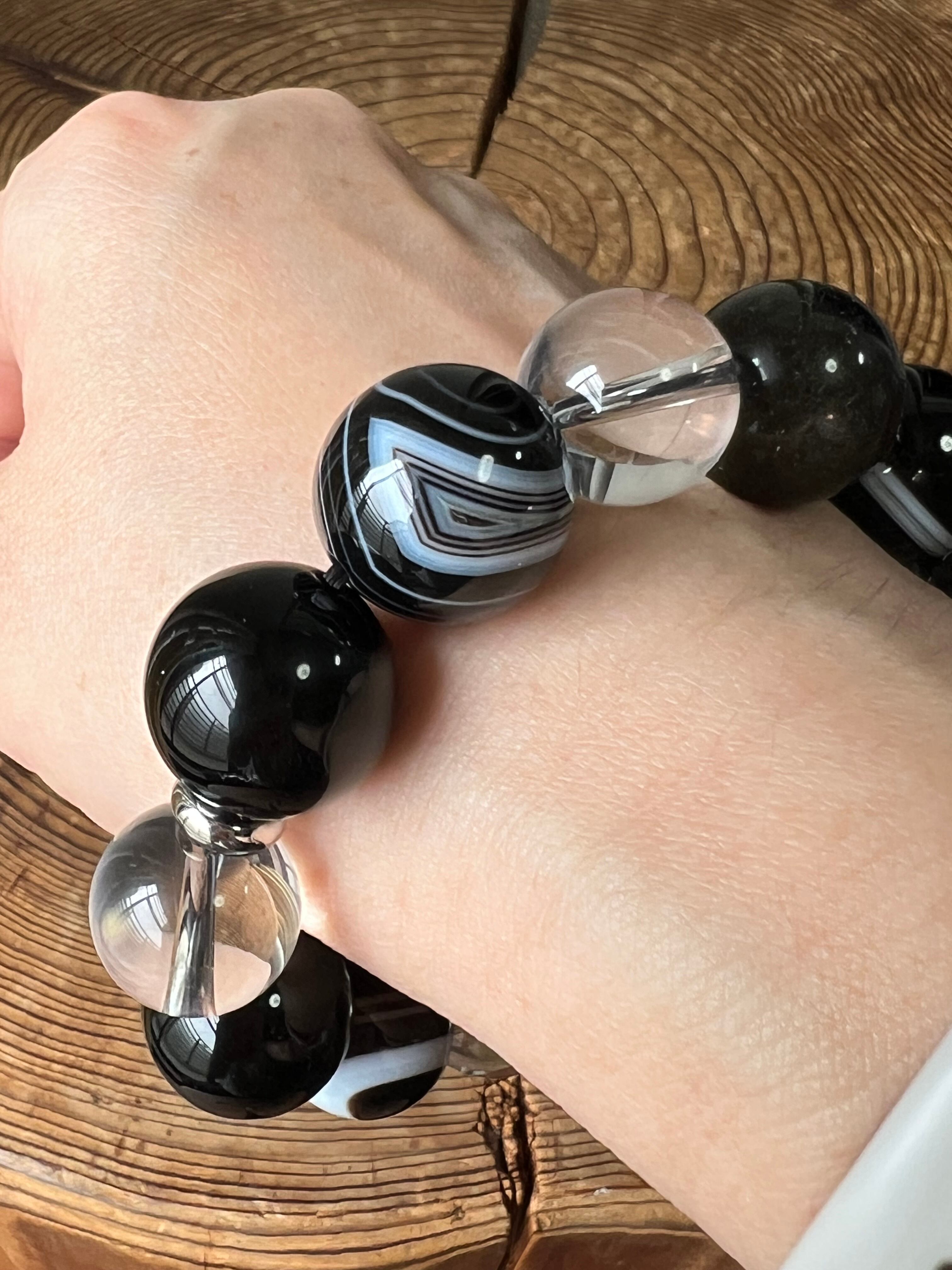 追加【強い者ブレス】ハングリーゴースト対策16mm タイプ 一眼アゲートMIXブレス 内径15㎝小さめ