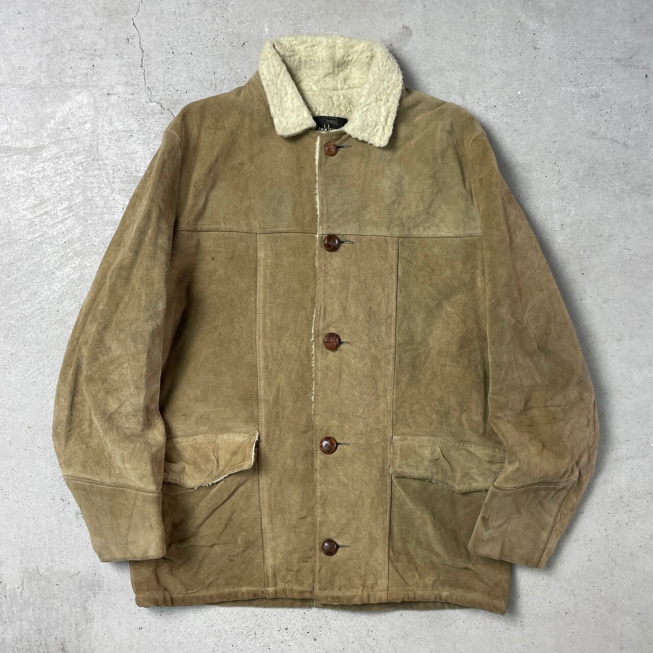 60～70年代 Sears Oakbrook Sportswear スエードレザージャケット ボアジャケット メンズL-XL相当 古着 60s 70s  ヴィンテージ VINTAGE シアーズ カバーオール ランチジャケット キャメルブラウン サンドベージュ 茶色【ブルゾン・ジャケット】/ブラウン |  ...