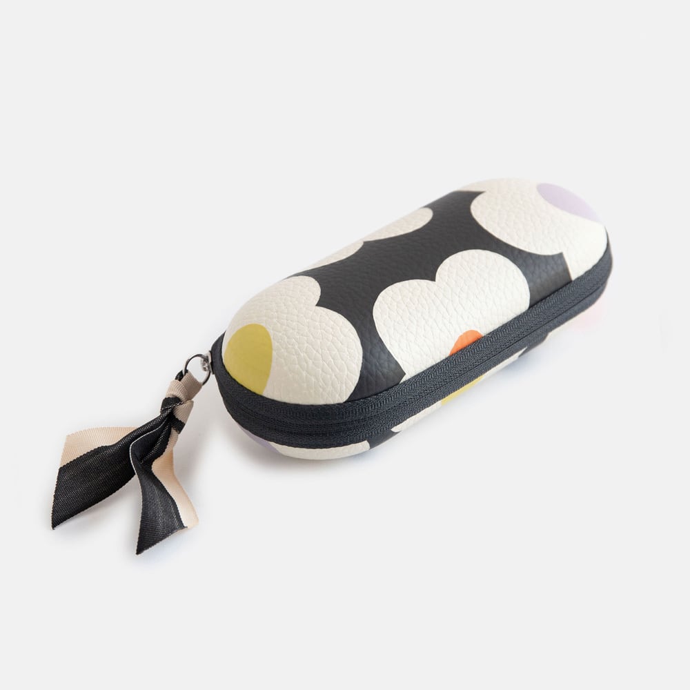 MULTI FLOWER CHARCOAL ZIP GLASSES CASE_GCS124