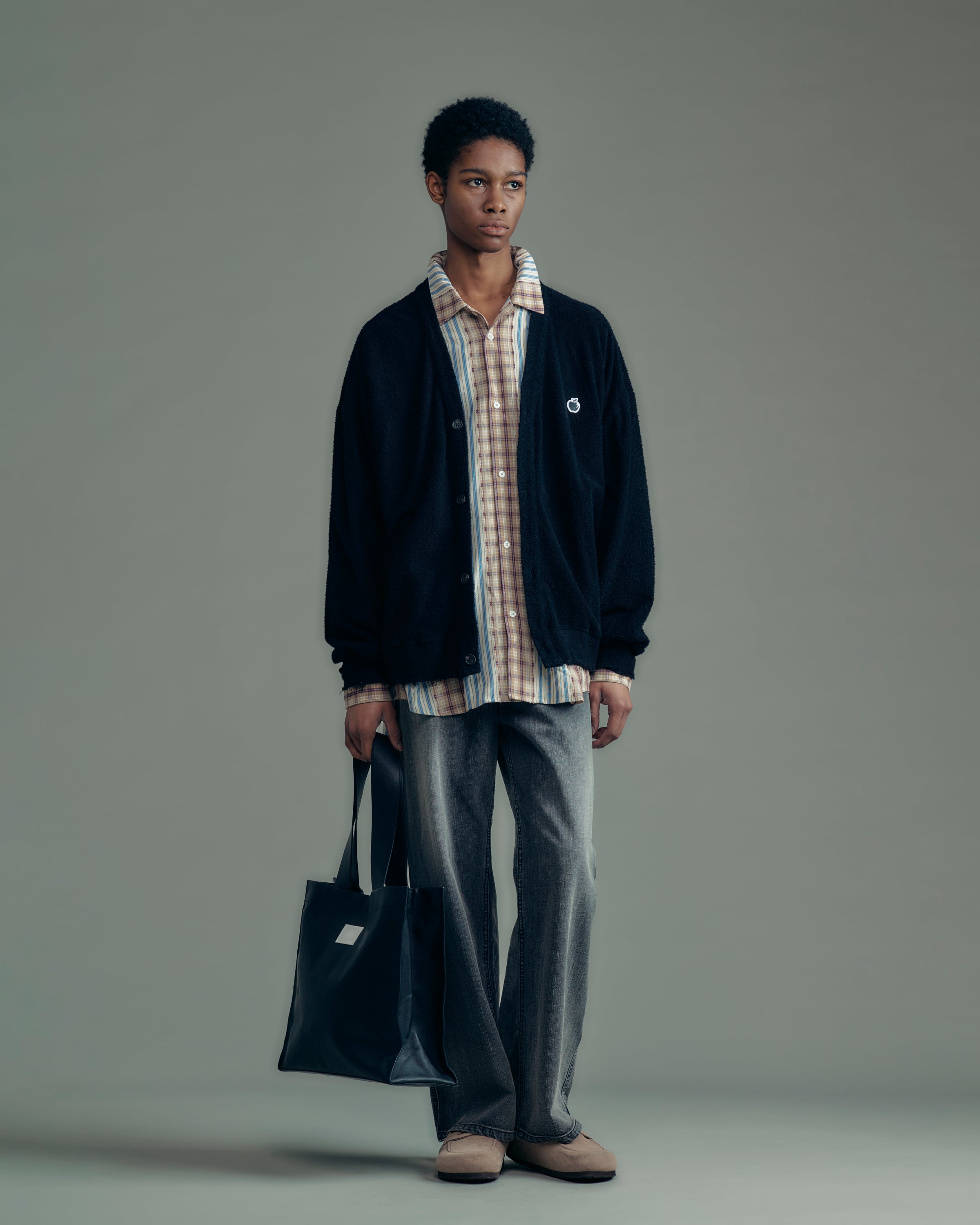 ADAM PATEK jacquard check-stripe shirt (WHT) AP2615015