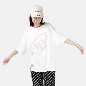 SALE 【HIPANDA ハイパンダ】男女兼用 ビッグシルエット 十二支 亥年 刺繍 Tシャツ UNISEX BIG SILHOUETTE PIG YEAR EMBROIDERY SHORT SLEEVED T-SHIRT / WHITE