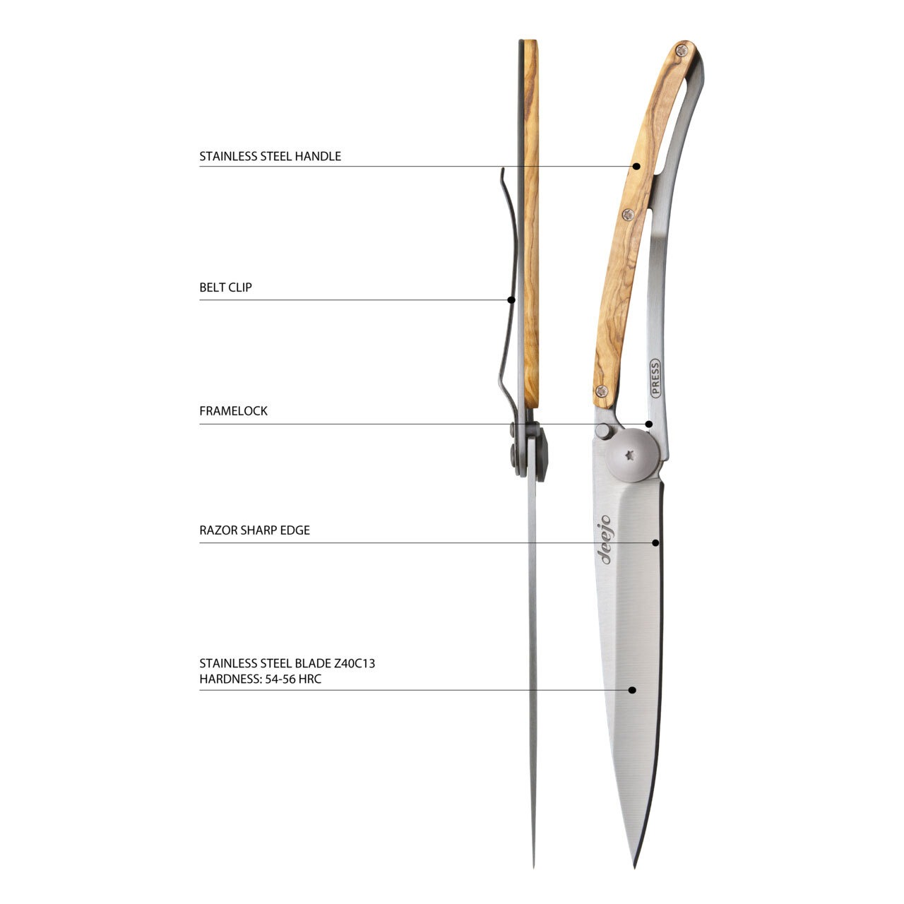 【deejo】Pocket Knife　tatoos 37g WING-CORALWOOD