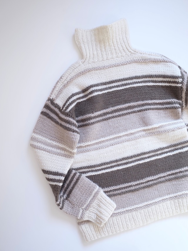 Border hand knit sweater