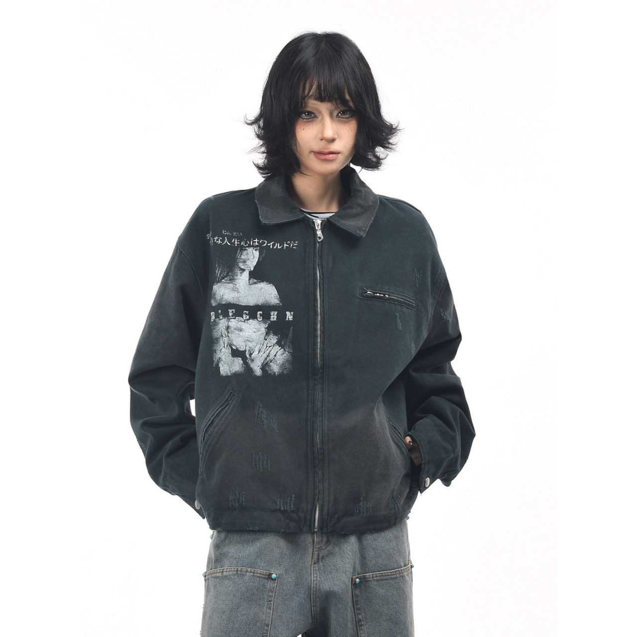 VINTAGE ストリート ウォッシュ加工 キャンバス ジャケット T1994