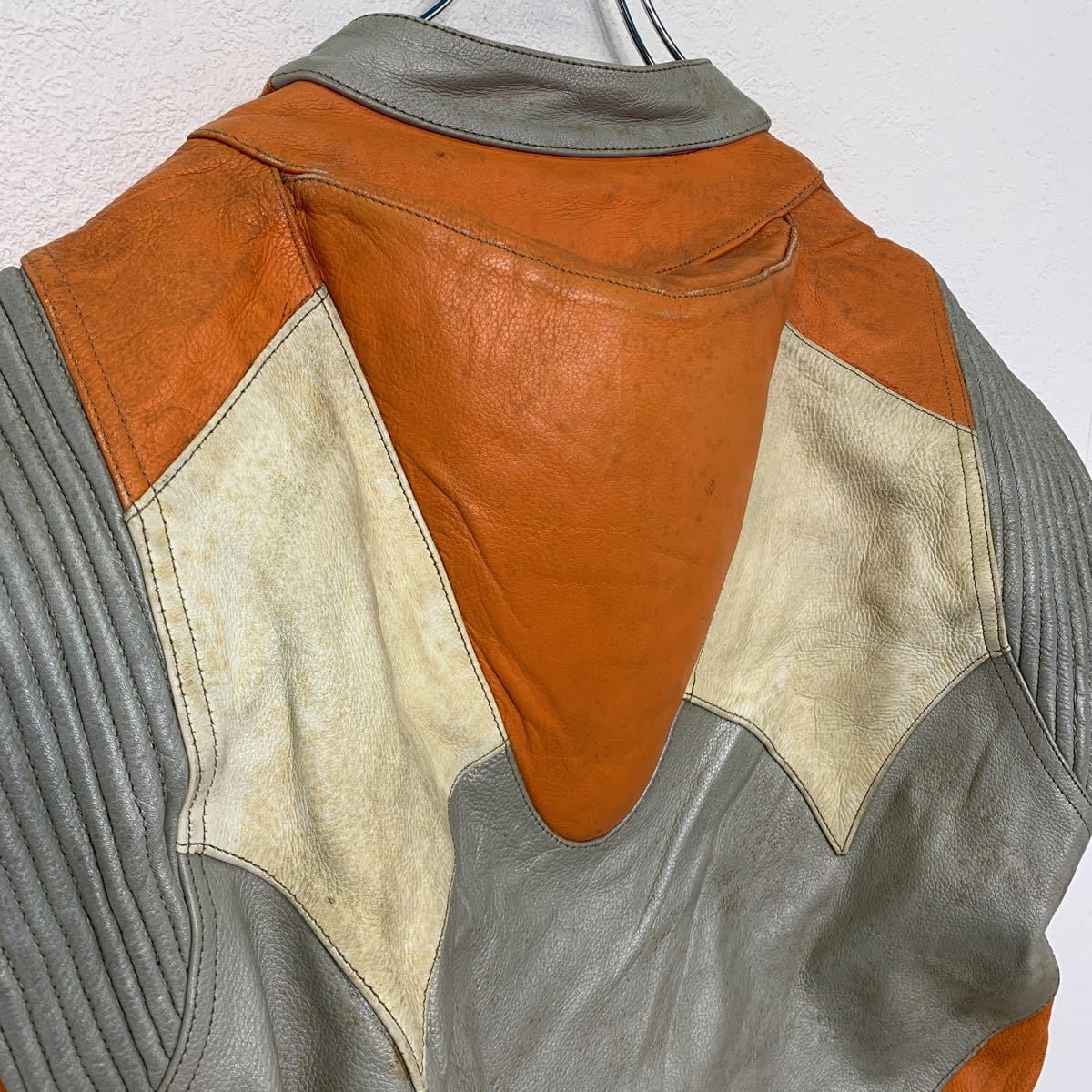 モーターサイクルジャケットM位 シルバー オレンジ バイク スポーツ