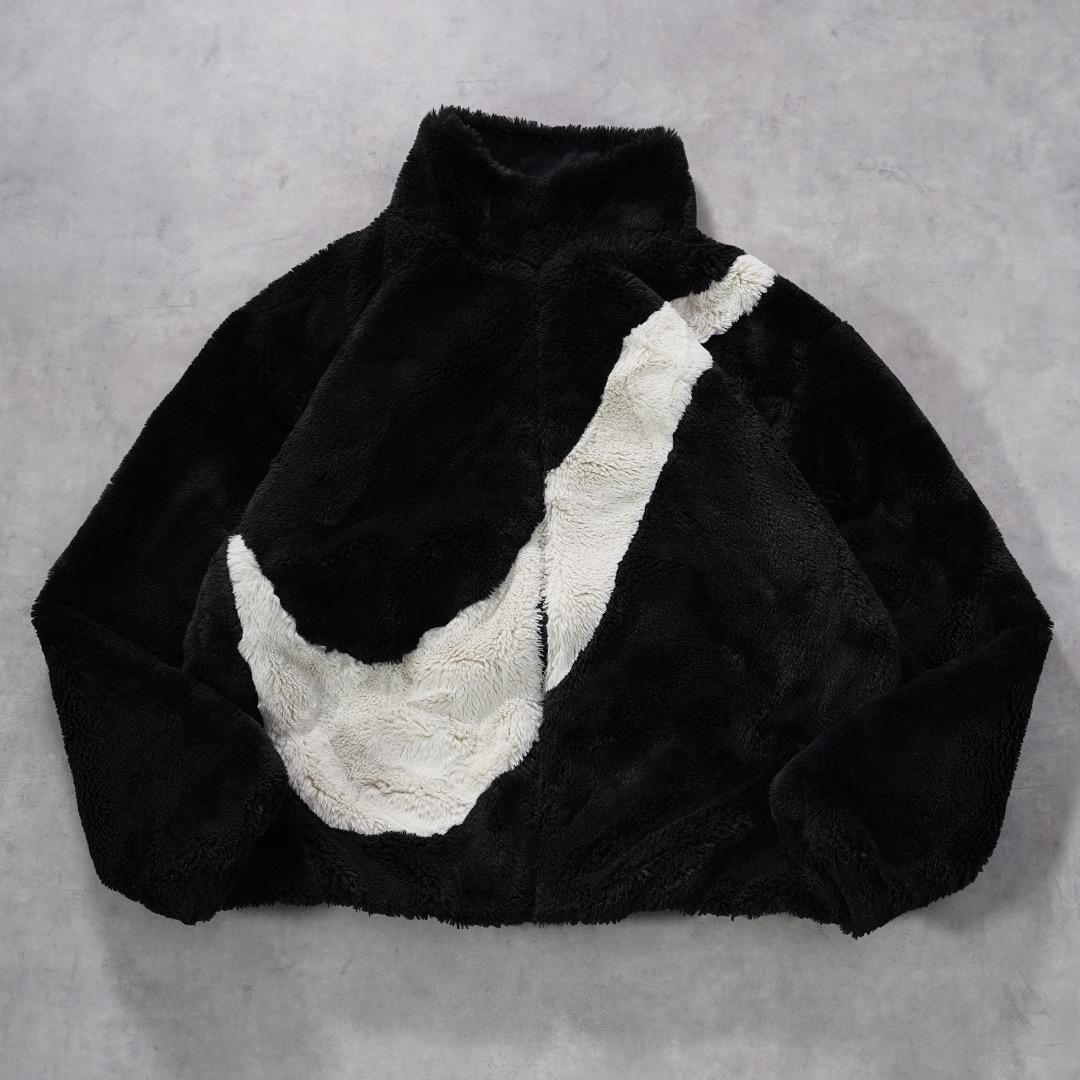 NIKE ナイキ フリース ジャケット 古着 ビッグ スウッシュ 黒 17615