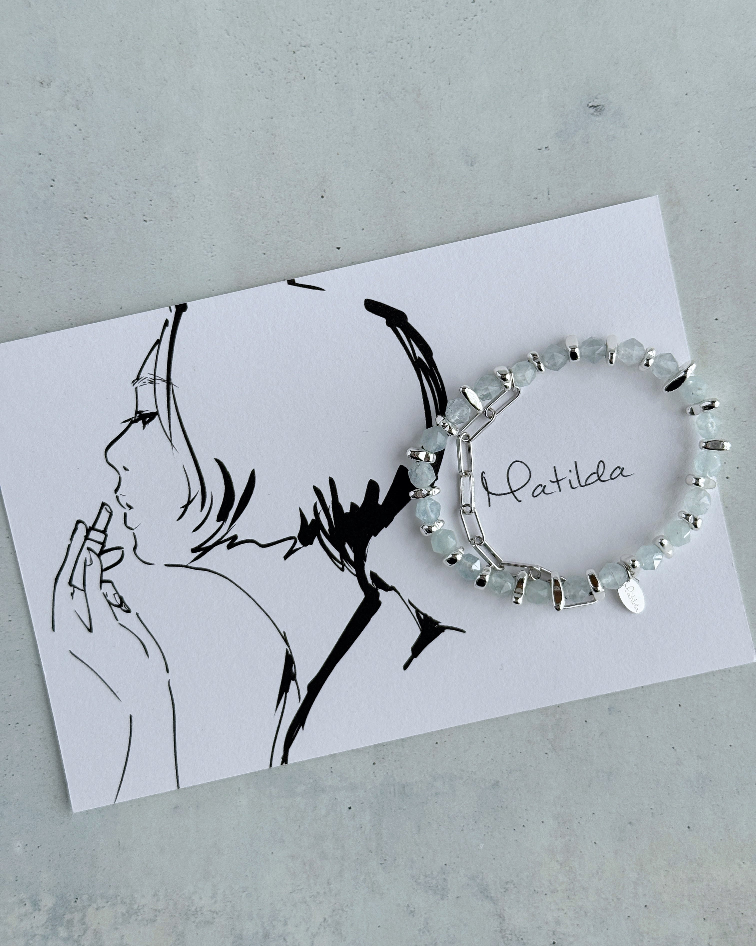 Chain & stone bracelet(アクアマリン)