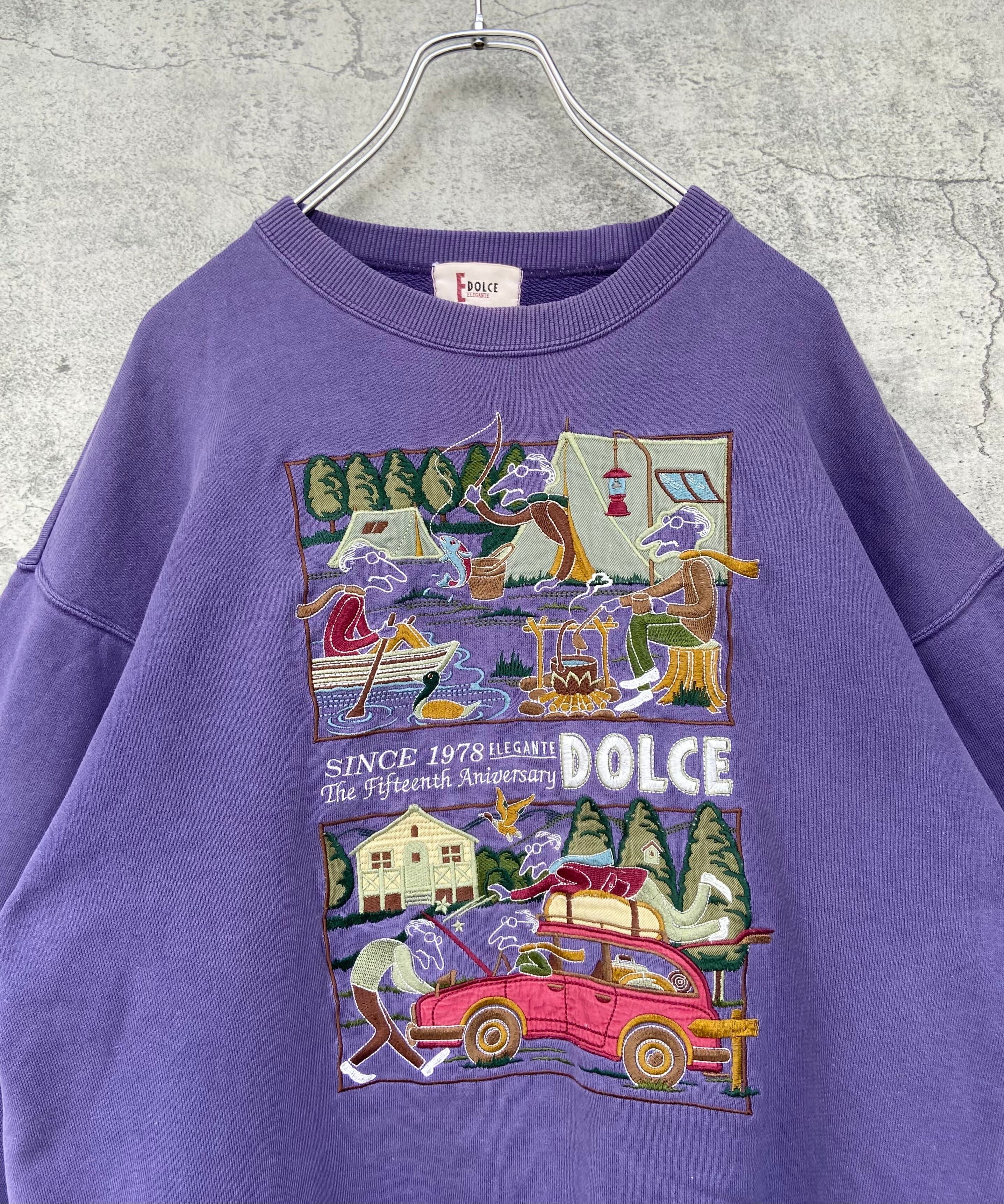 90s DOLCE ドルチェ 紫 刺繍ロゴ スウェット
