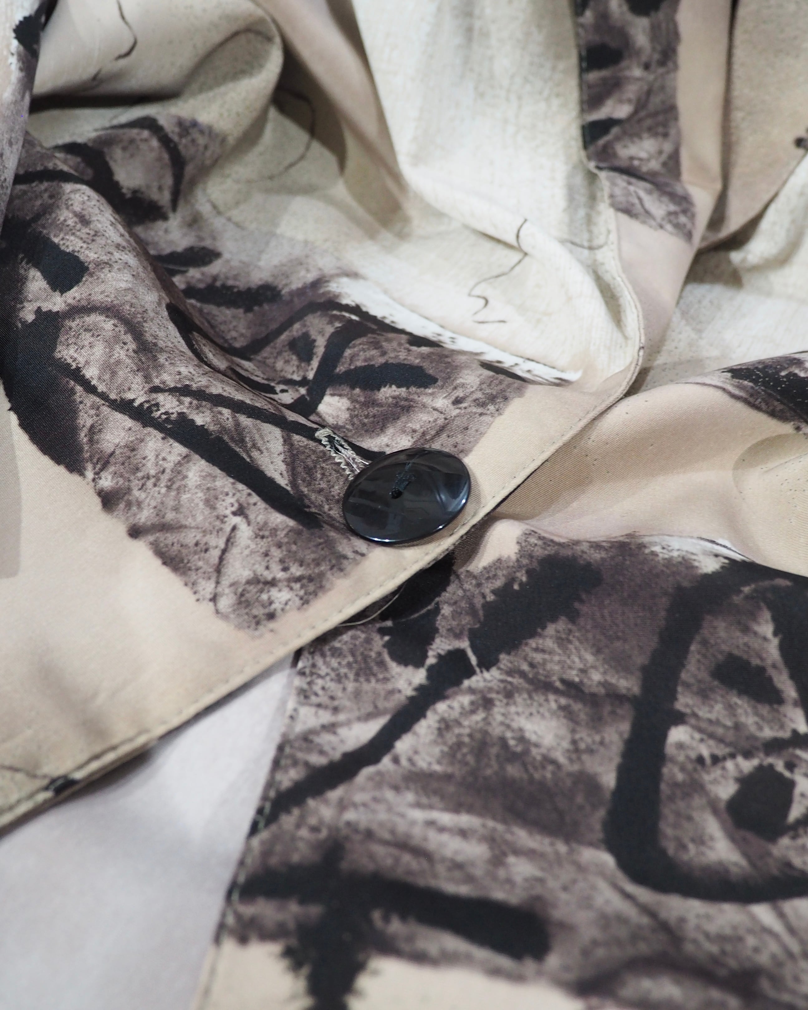 1980 - 90s " 漢字 " Ink painting vintage Easy Tailored jacket