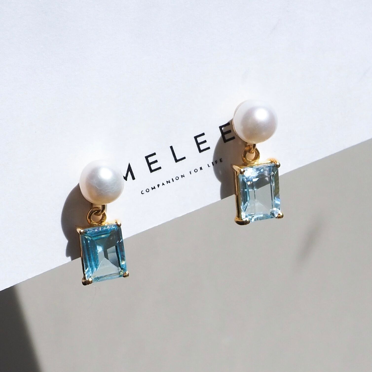 ◆2WAY 涼しげスカイブルートパーズ&淡水パールピアス