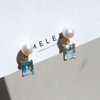 ◆2WAY 涼しげスカイブルートパーズ&淡水パールピアス