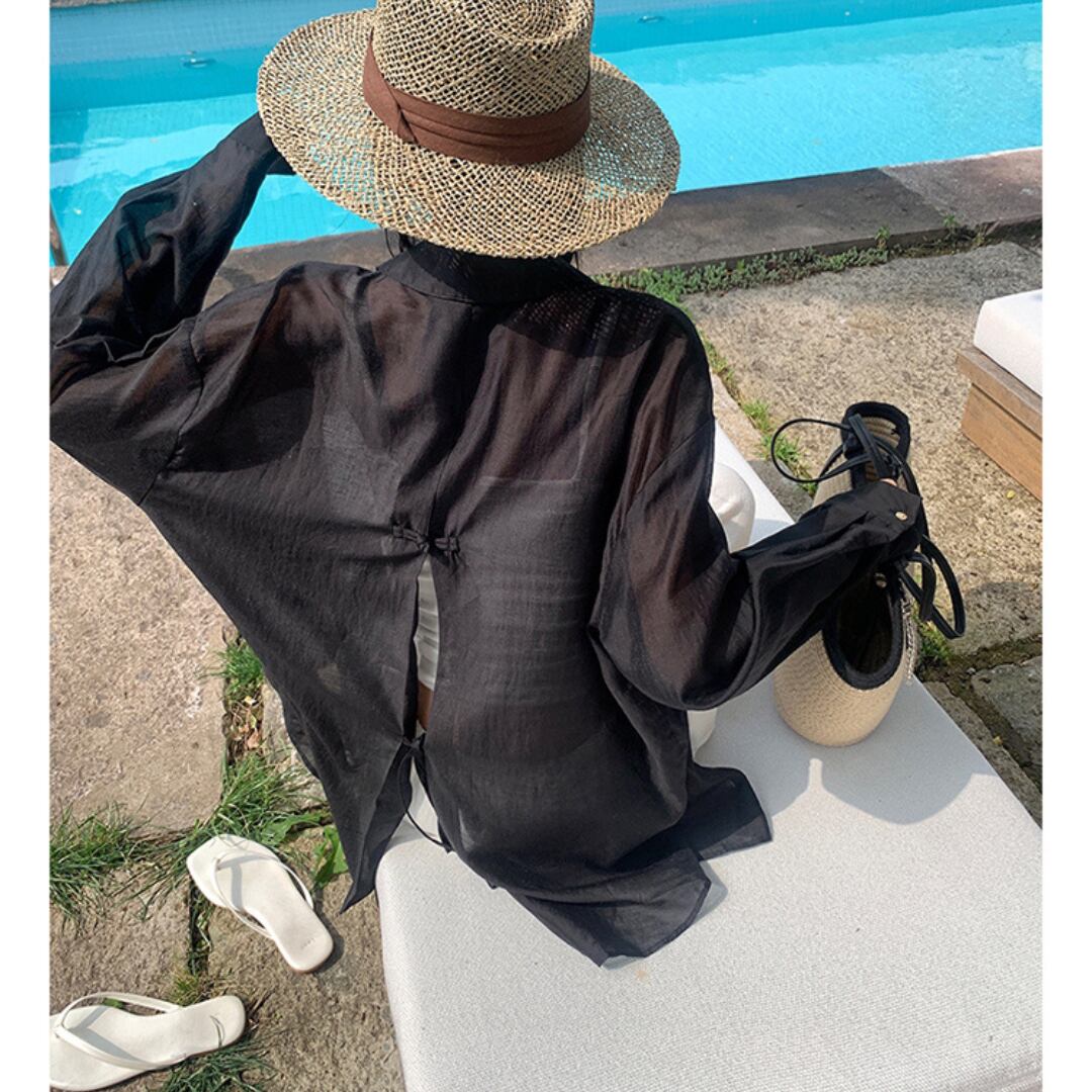 transparent shirt with slit in back